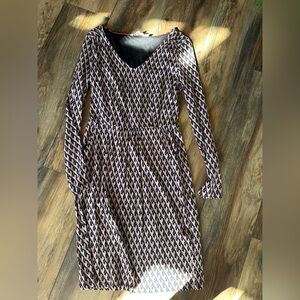 Boden Black and Pink Geometric hearts Long Sleeve Dress